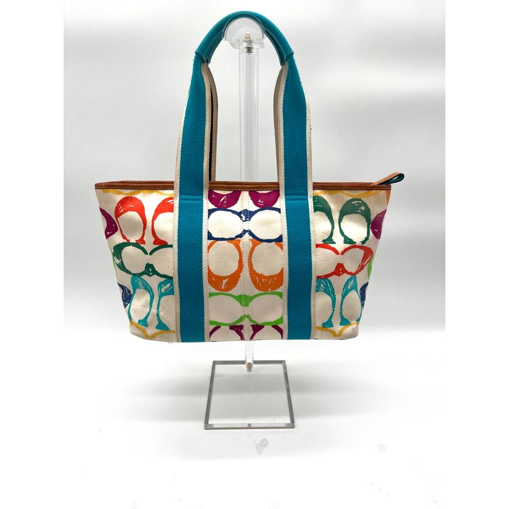 Coach Vintage Y2K Hampton Scribble Signature Tote Bag, Rainbow Multicolor - Picture 8 of 13